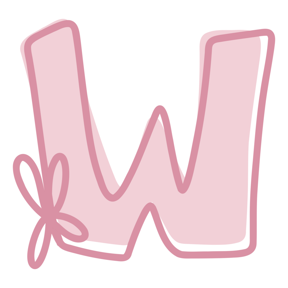 W alphabet with pink bow png