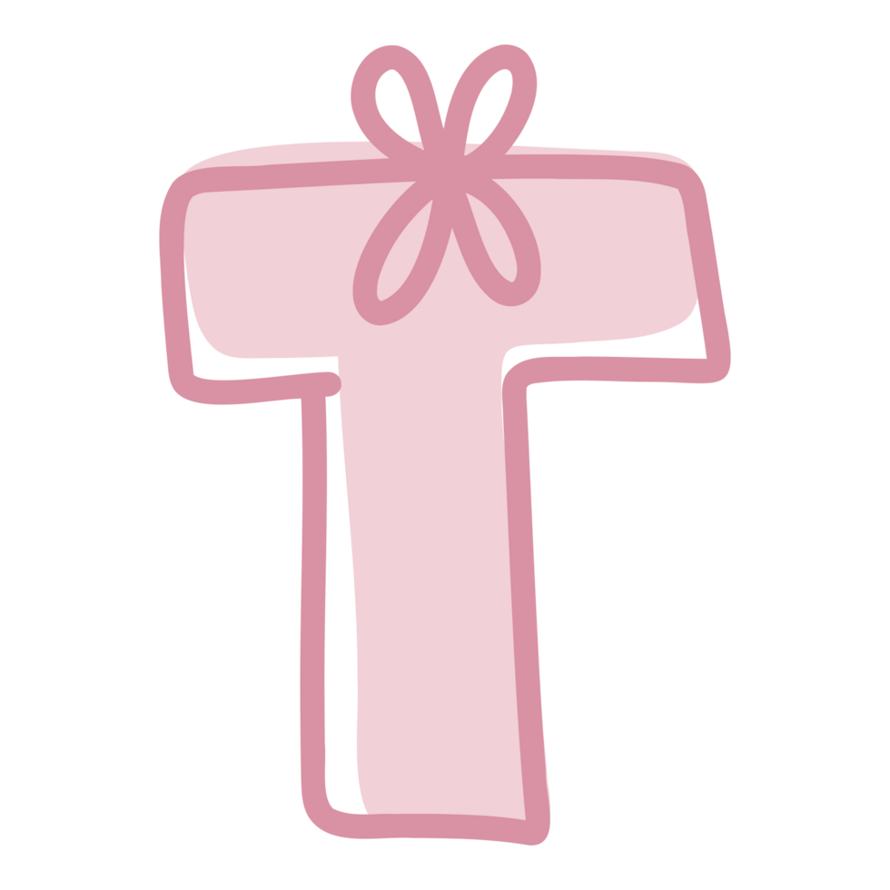 T alphabet with pink bow png