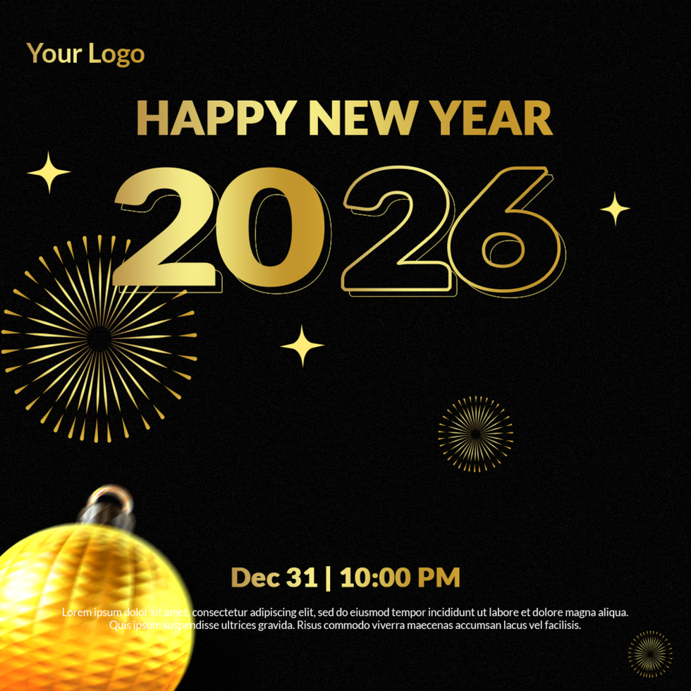 Golden New Year Celebration 2026 Invitation psd