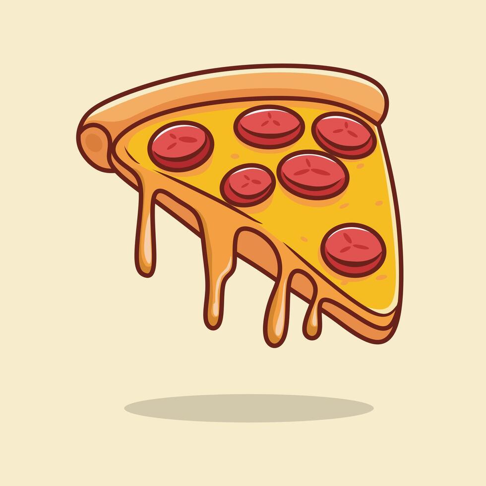 Slice Of Pizza Melted Cartoon Icon Illustration. vector