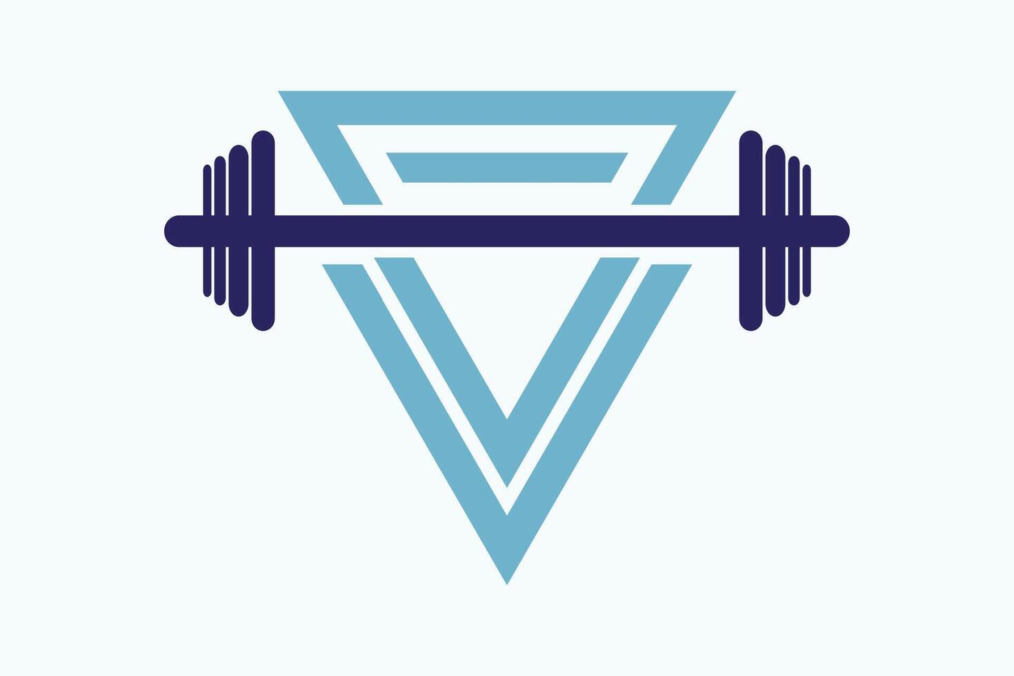 Minimalist Gym Logo illustration, Barbell and Shield Symbol in Blue Tones vector