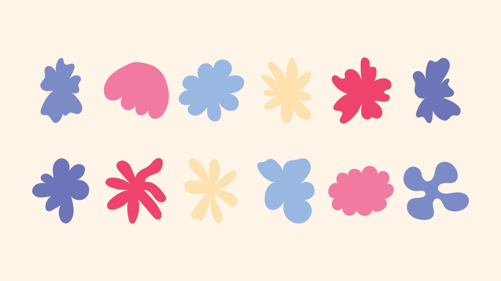 design set with hand sketched badges, flowers, stars and geometric symbols perfect for creating unique packaging, branding visuals and online templates. vector