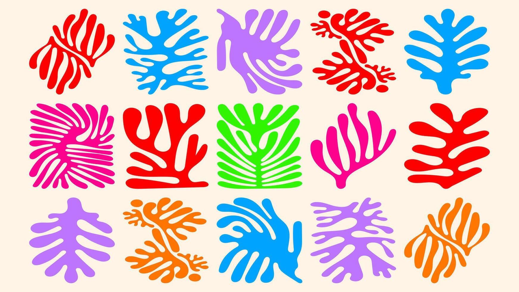 floral pattern in playful wavy style, beach and summer vibes, hand drawn plants and flowers, modern naive surface design, textile and wallpaper template vector