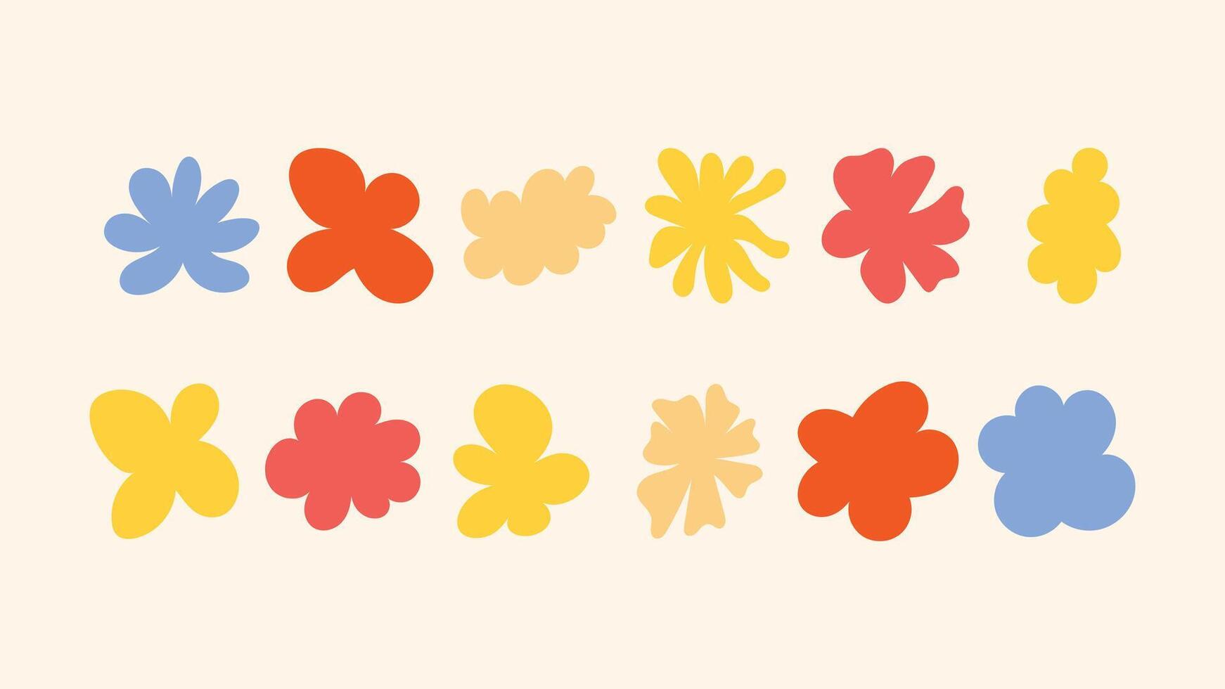 hand illustrated set of flowers, stars, and badges multipurpose elements for fashion branding, stationery, social media graphics and packaging. vector