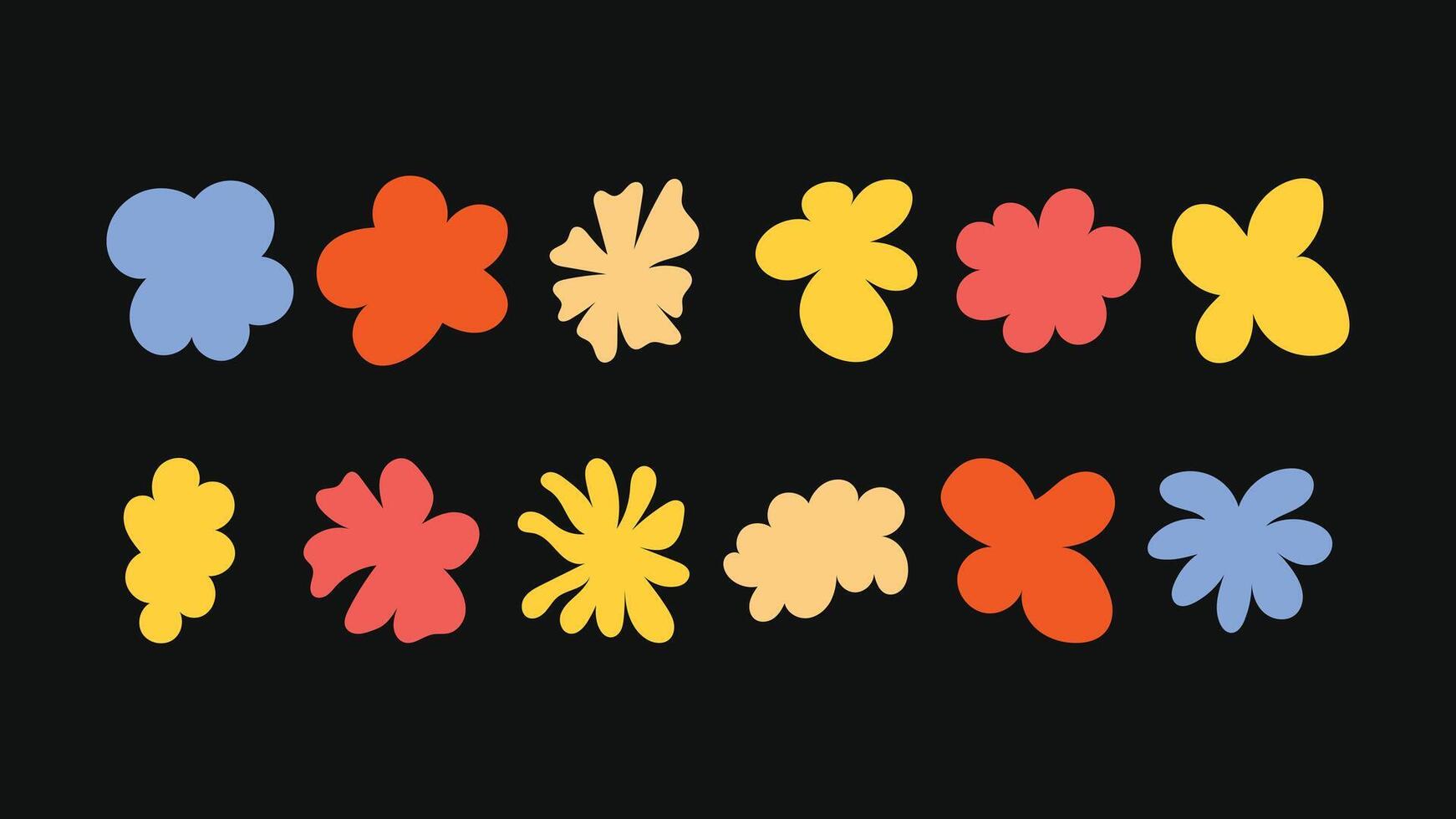 collection featuring stars, floral icons, badges and geometric forms background elements for packaging, branding and prints. vector