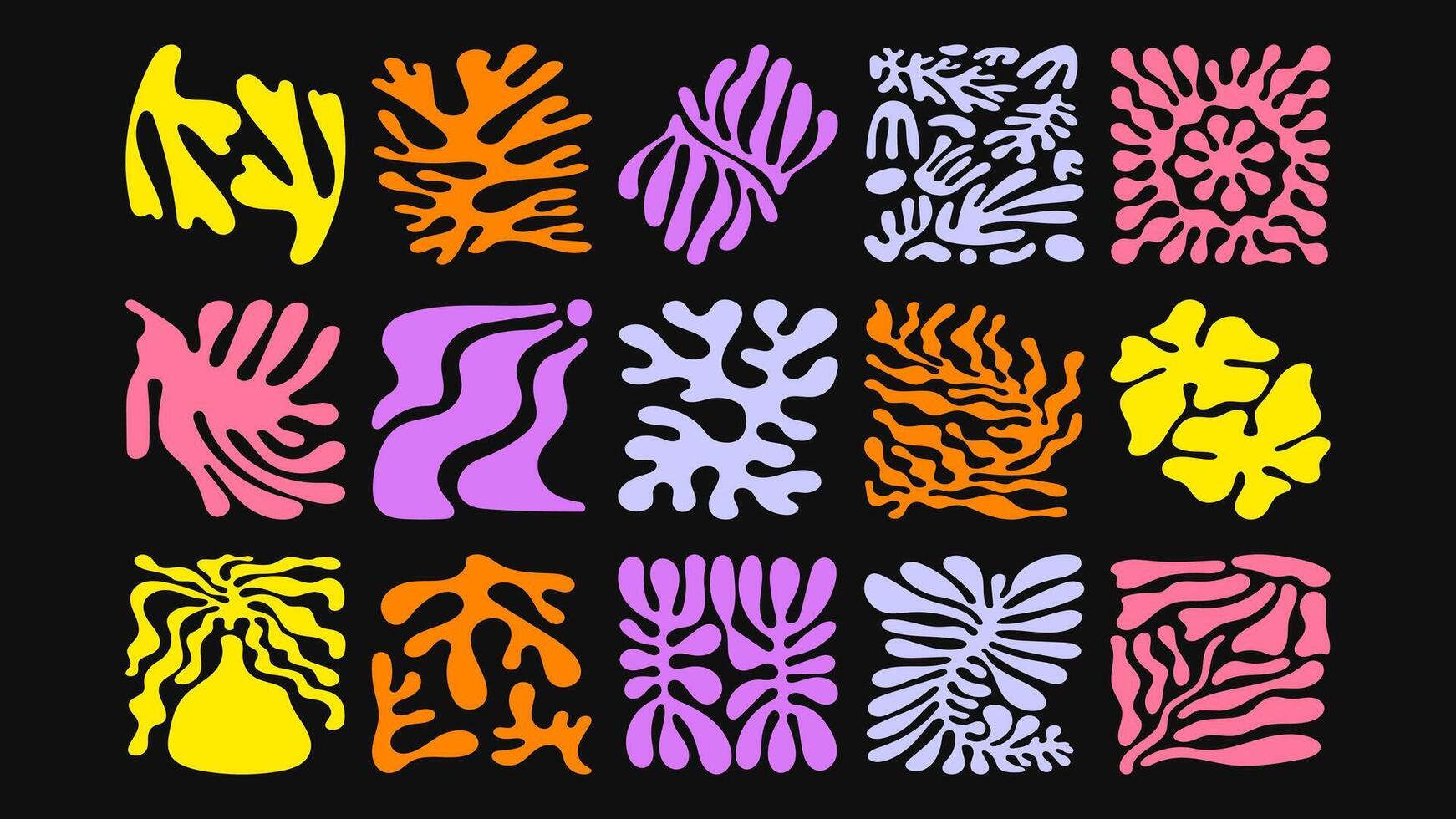 Psychedelic floral pattern with dynamic ocean waves, vibrant naive plants, and funky retro color scheme, ideal for statement fashion prints. vector