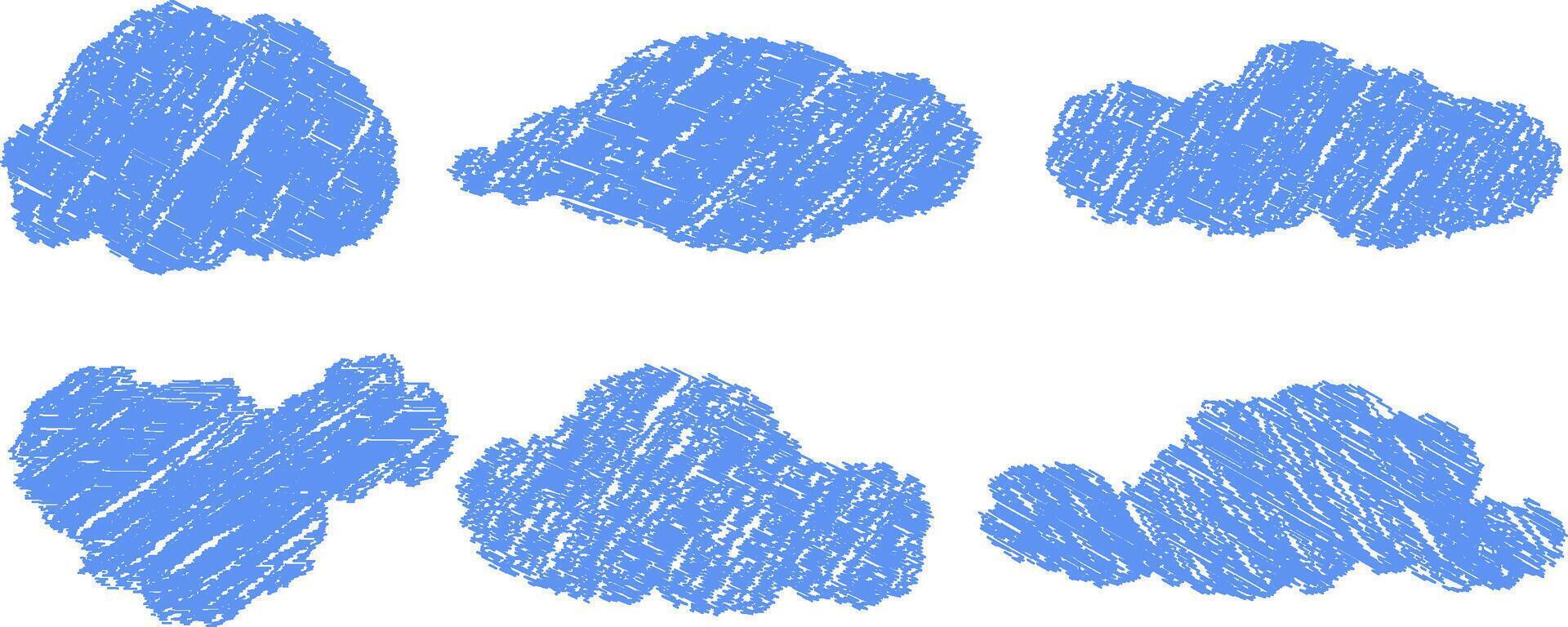 A set of blue clouds with different shapes vector