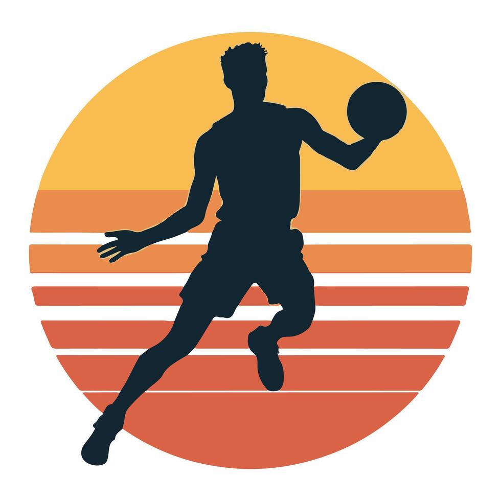 A basketball player with a red uniform and the word basketball on it vector