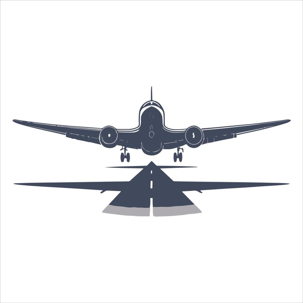 Travel Tourism Illustration of an Airplane Landing on a Runway vector