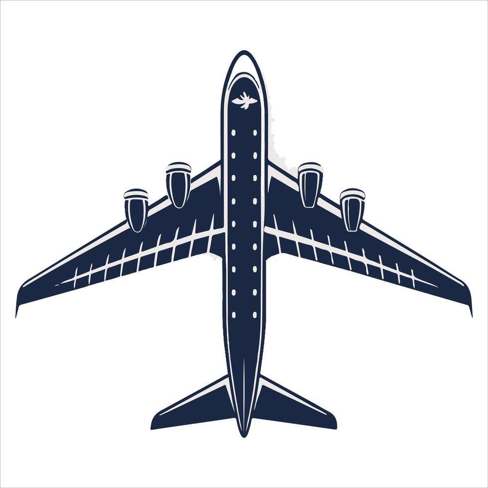 An airplane in blue and white seen from above vector