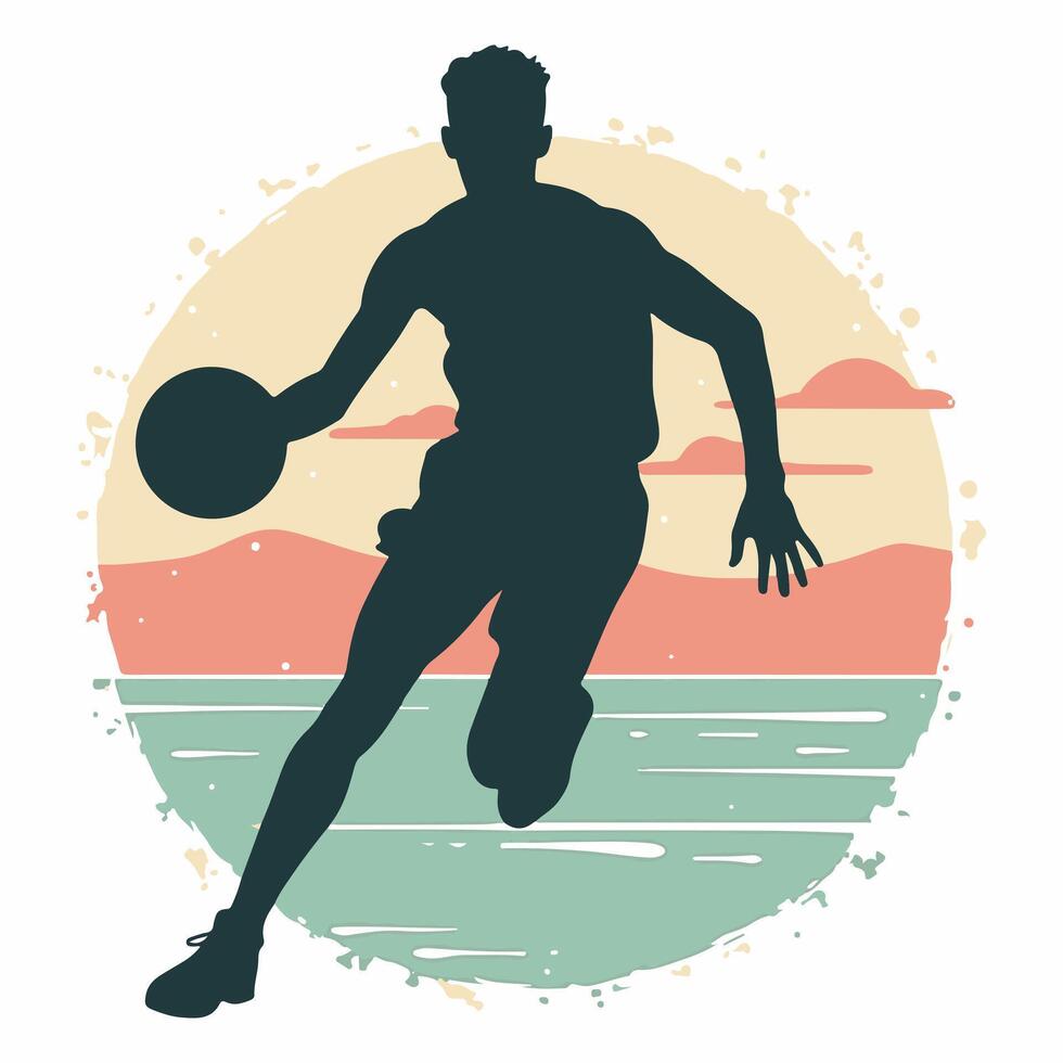 Silhouette Graphic of a Basketball Player in Movement Pose vector