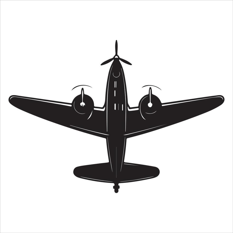 Graphic illustration of an airplane silhouette icon on a white background vector