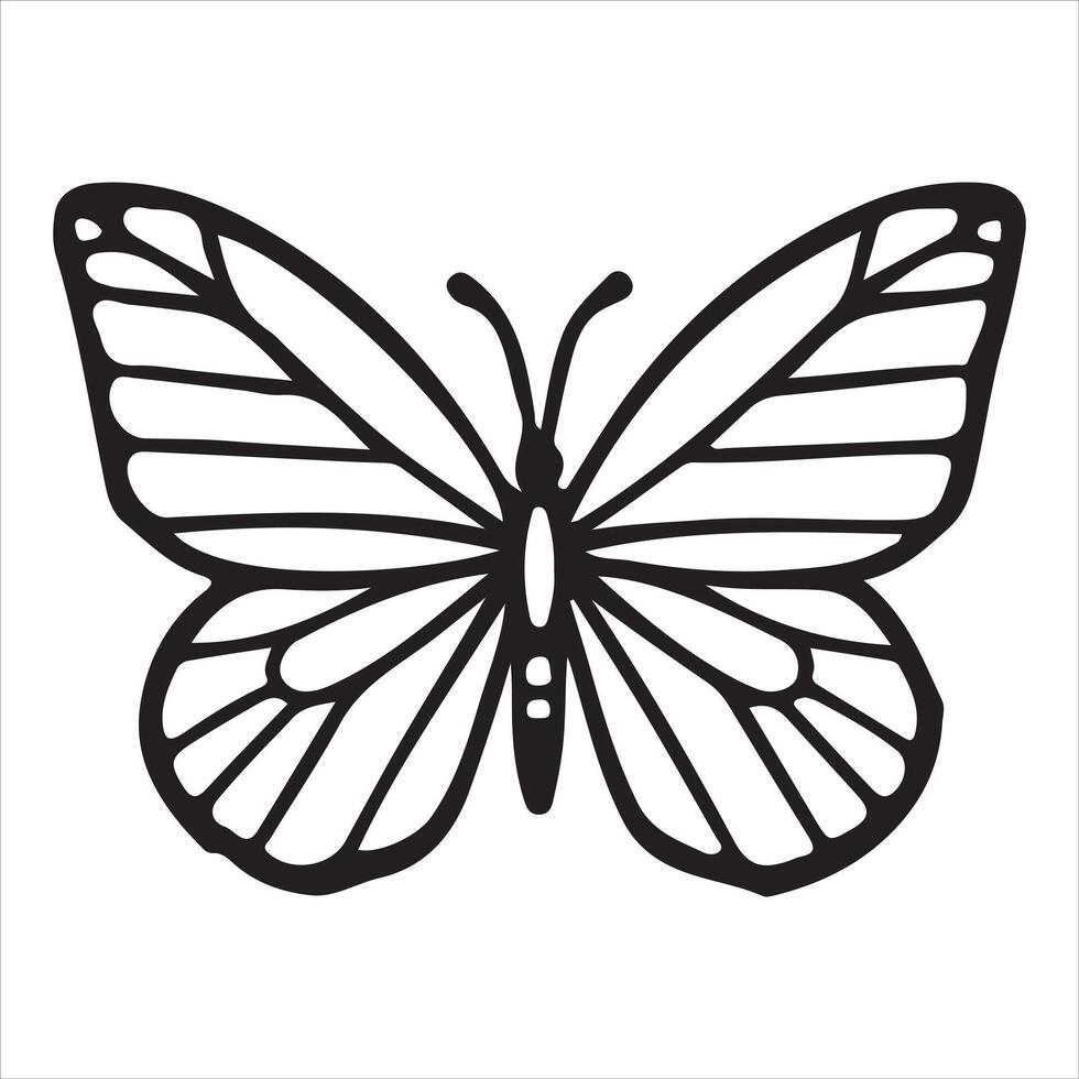 The form of a butterfly with flat, linear details A coloring sheet vector