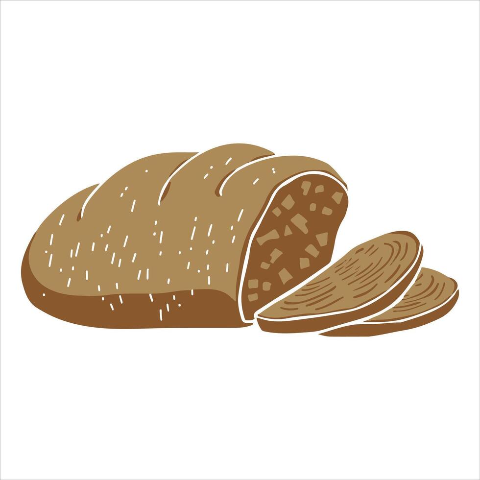 Pastry and bakery goods, ciabatta, and rye bread vector