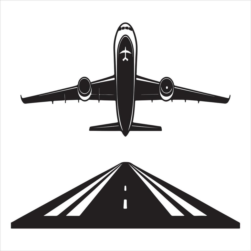 Airplane Taking Off from Runway vector