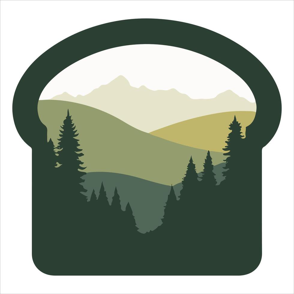 Mountain Landscape in a Toast Frame vector