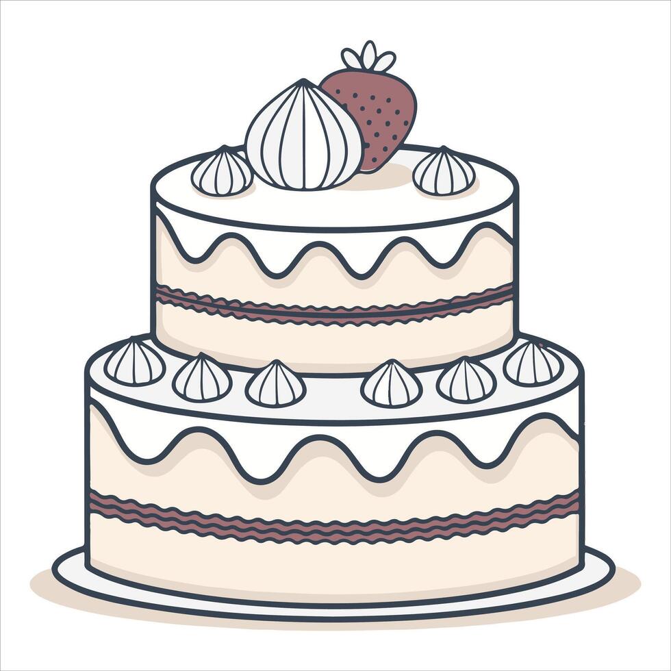 Artboard illustration of a delectable three-layered birthday cake with three candles vector