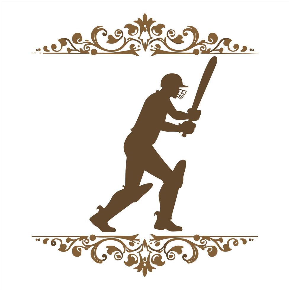 silhouette of a cricket player. An illustration of a cricket batsman with a distinct scope silhouette. logo of a cricket player vector