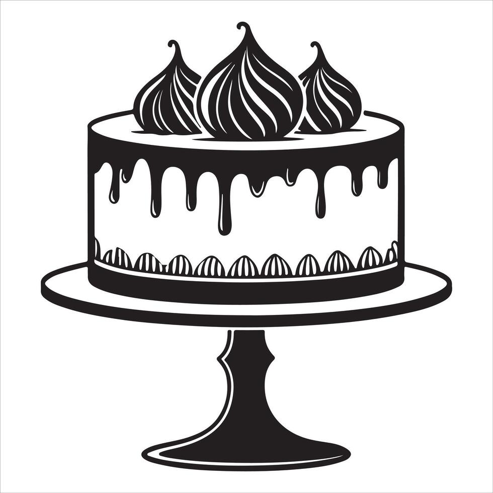 Charcoal Cake Assortment with Graphic Elegance Compilation of Sable Dreamscape Black Cake vector