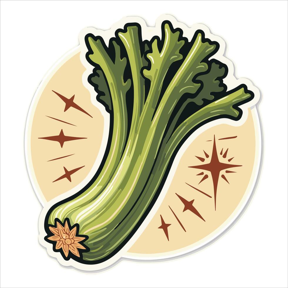 Detailed Organic Vegetable Illustration of Fresh Green Celery Stalks with Leaves for Food and Health Concepts vector