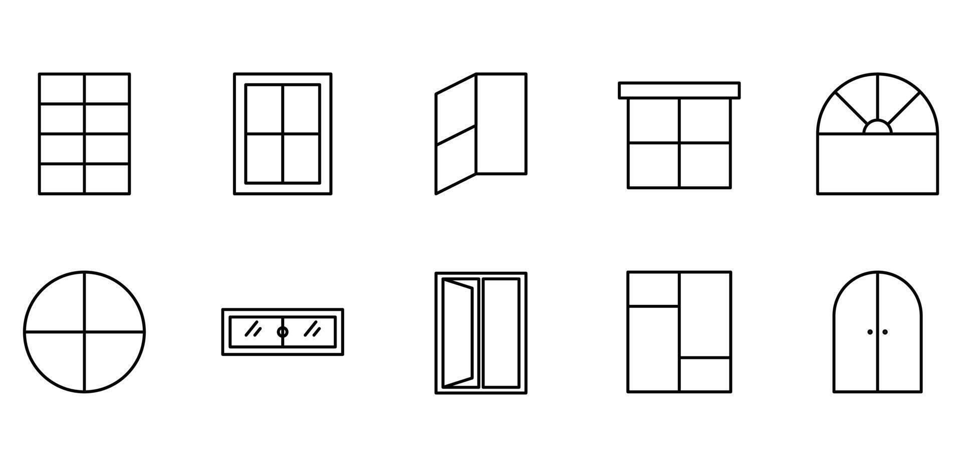 illustration icon pack window line vector
