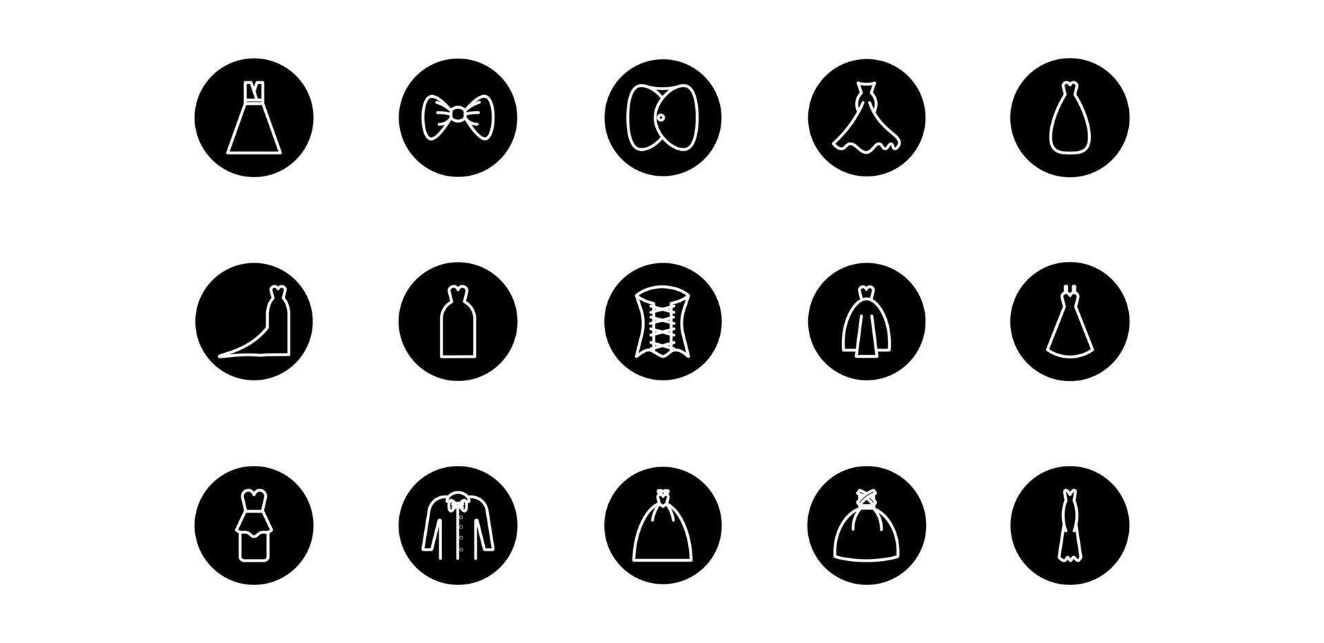 ghlyp wedding dress icon pack illustration vector
