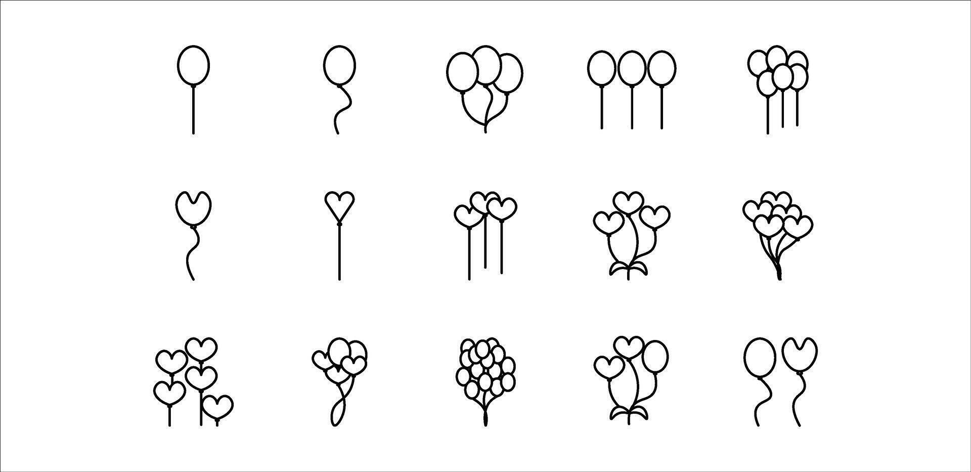 illustration icon pack balloon line vector