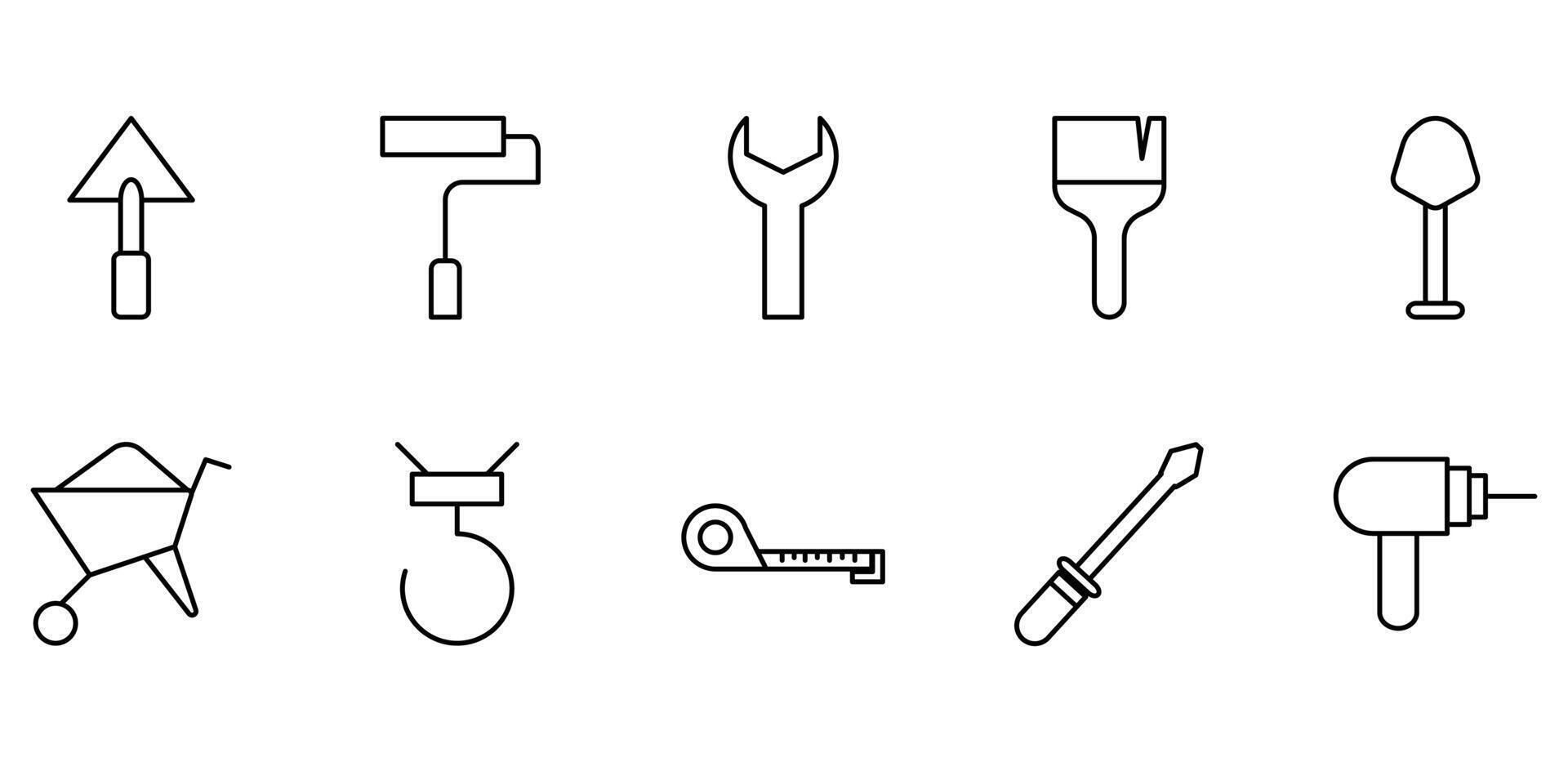 illustration icon pack construction tools line vector