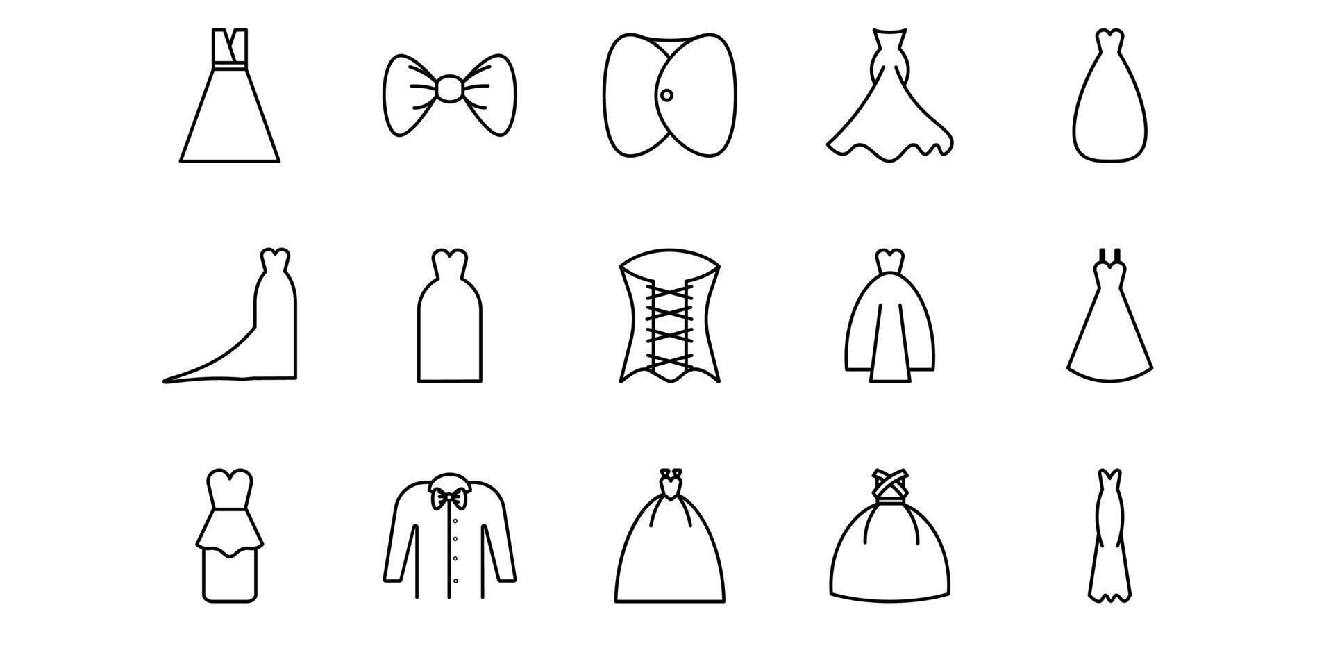 wedding dress line icon pack illustration vector