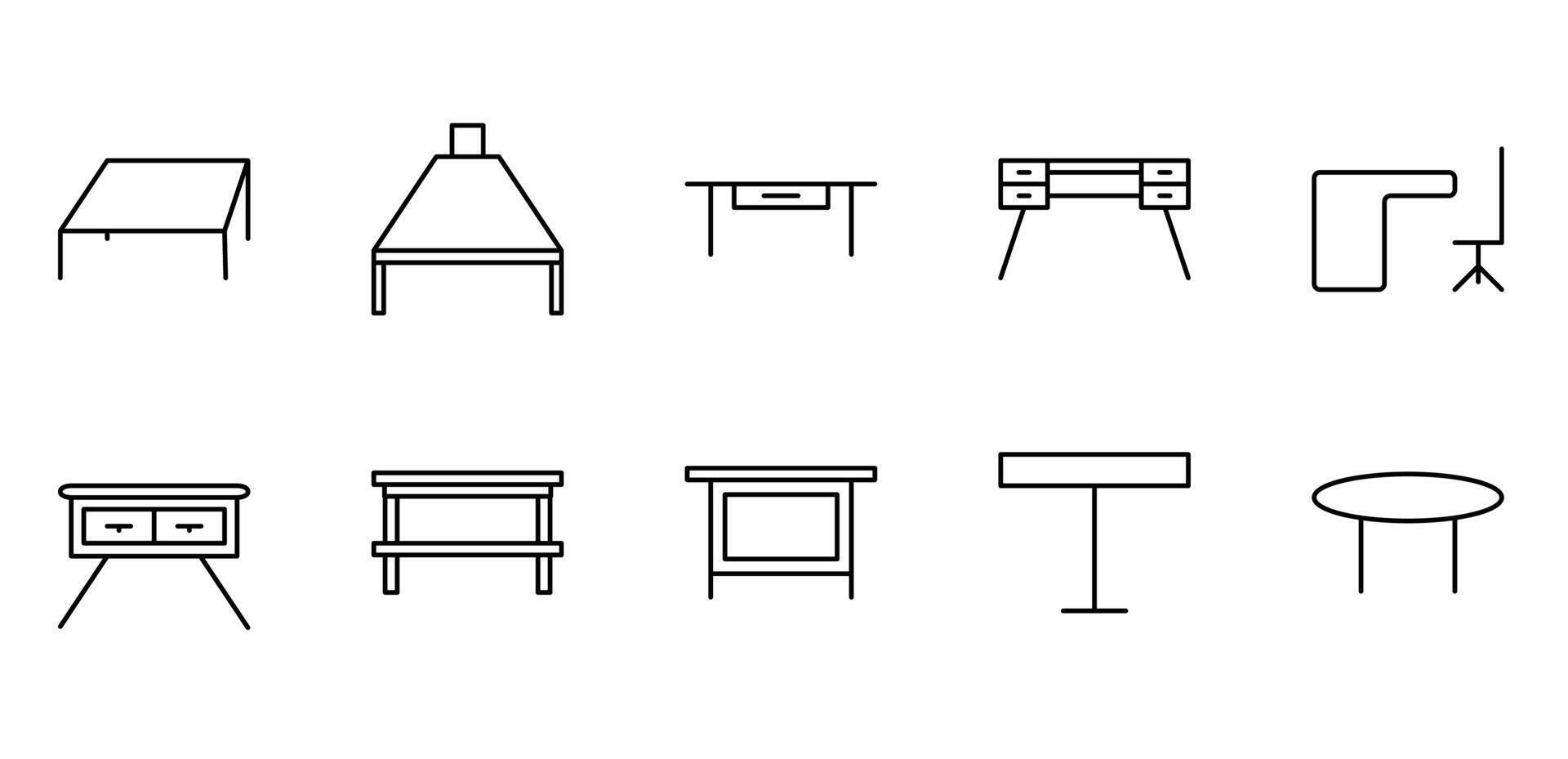 illustration icon pack table line vector