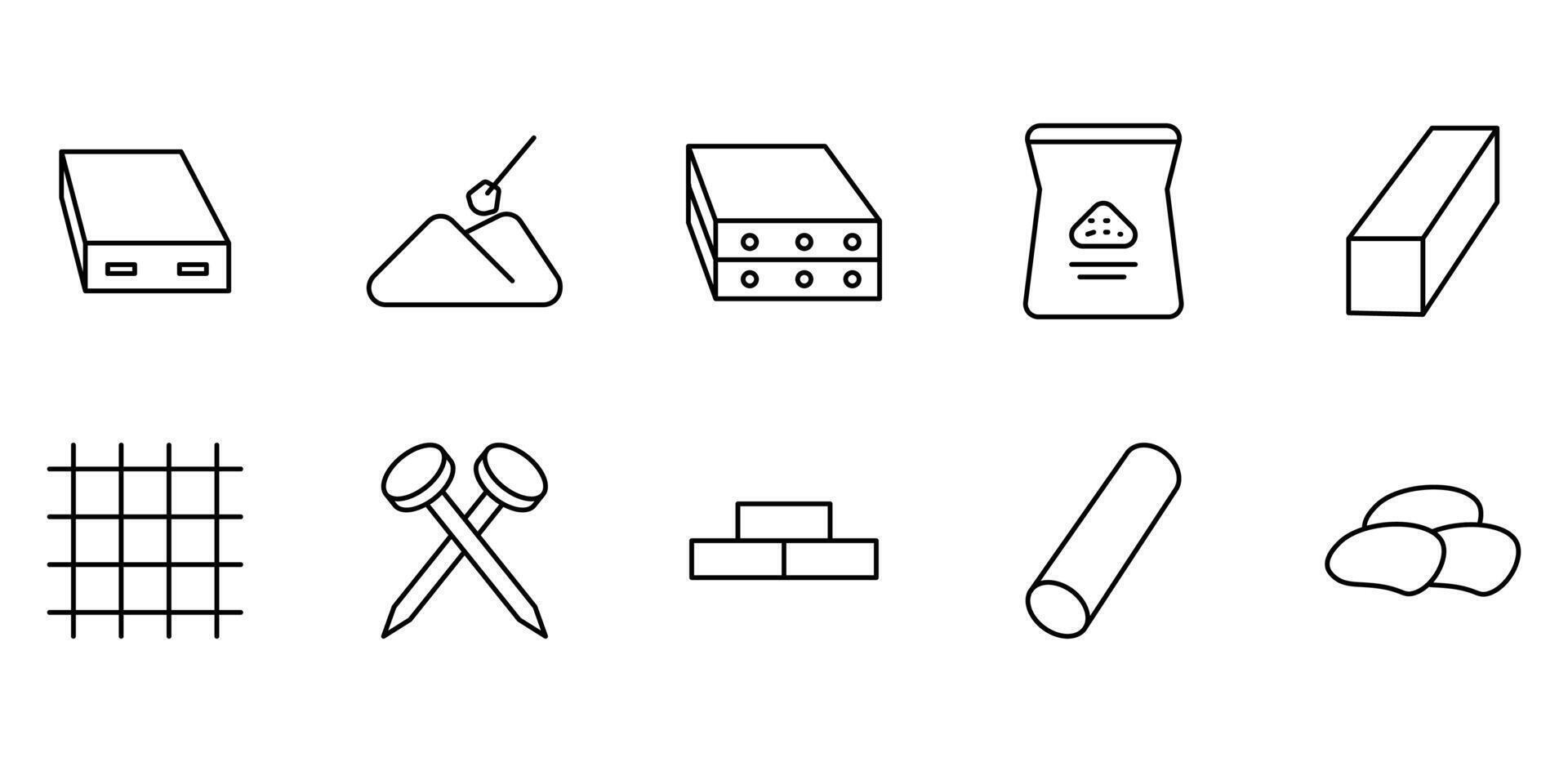 illustration icon pack building material line vector