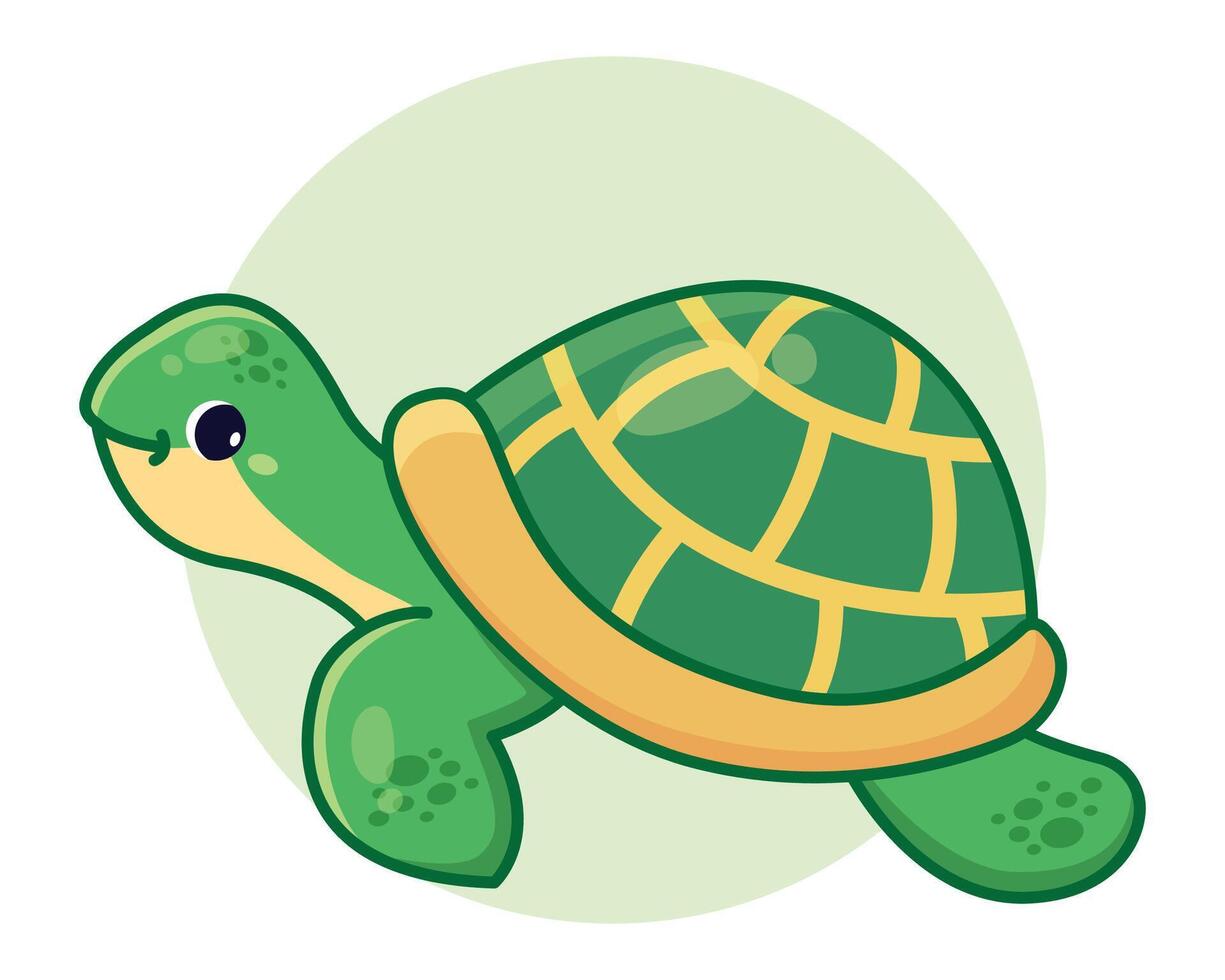 Cartoon green turtle. Children's design. cute illustrations vector