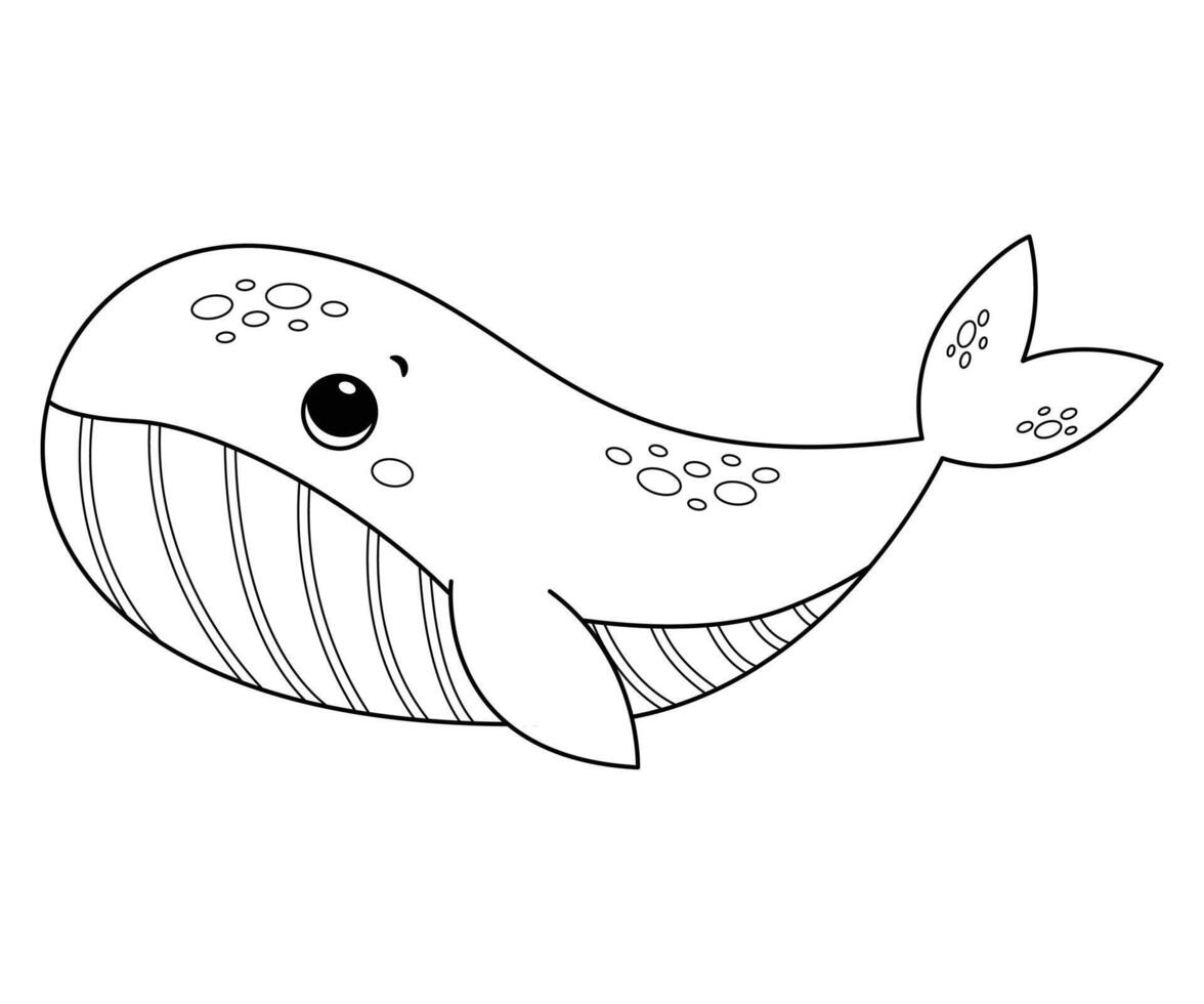Cartoon whale. Coloring page. cute illustrations vector