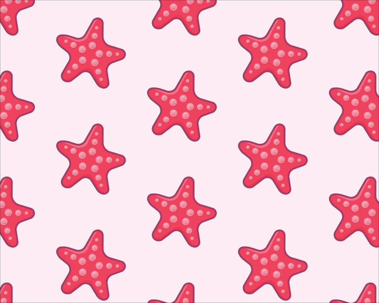 A pattern of pink starfish. Hand drawing. elements of sea inhabitants vector