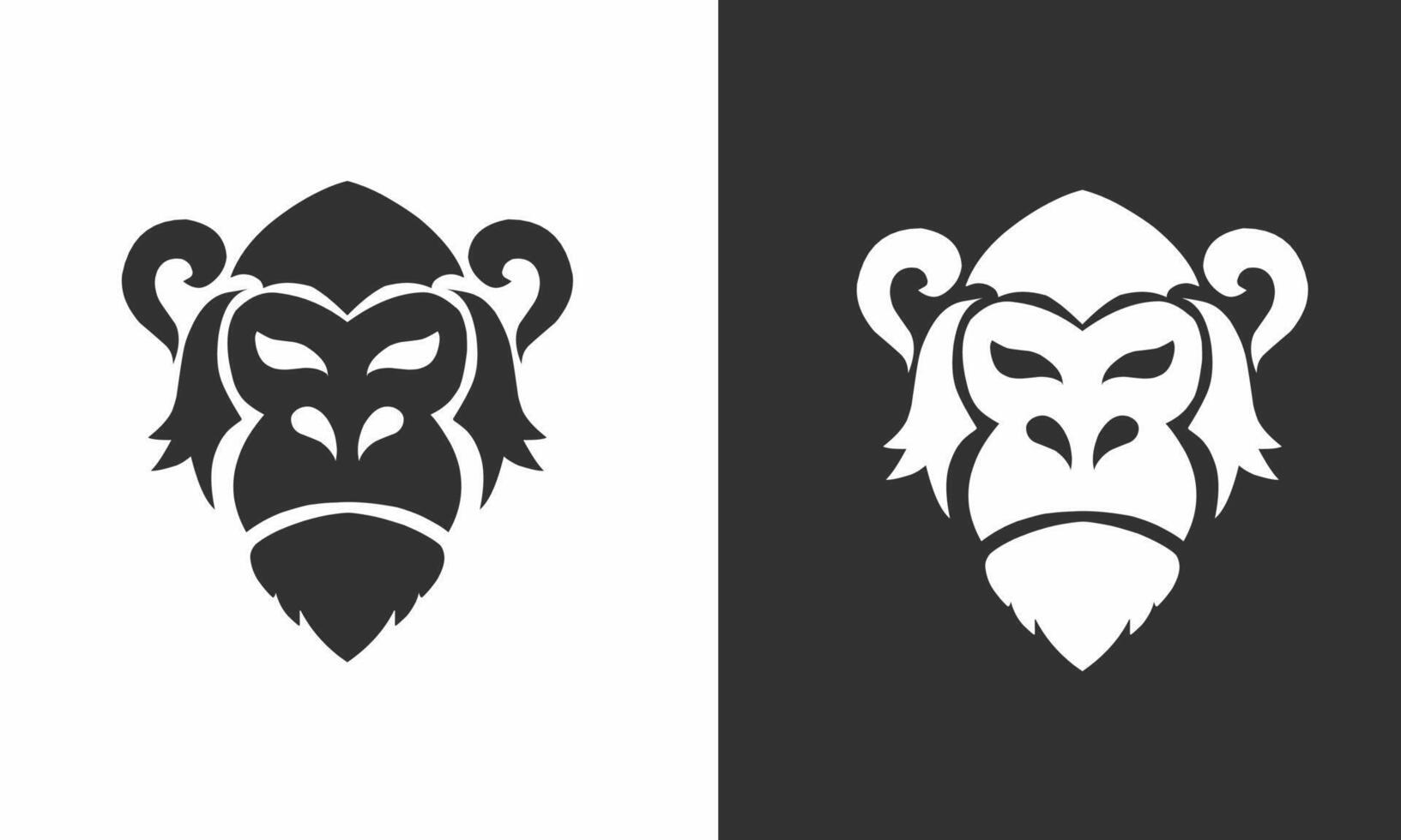 Illustration design heads face logo monkey vector