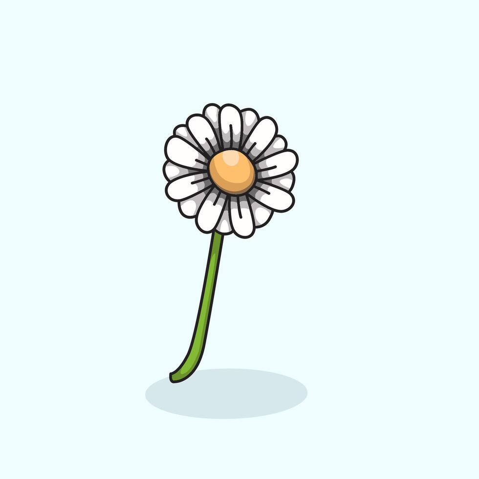 illustration of daisy flower with white petals and yellow center representing freshness purity and springtime vector