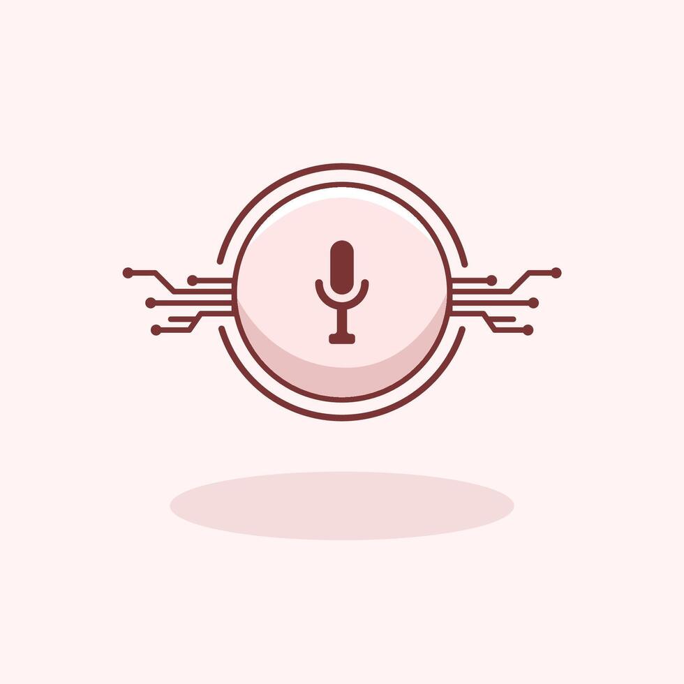 illustration of a voice assistant device with sound waves representing smart AI interaction vector
