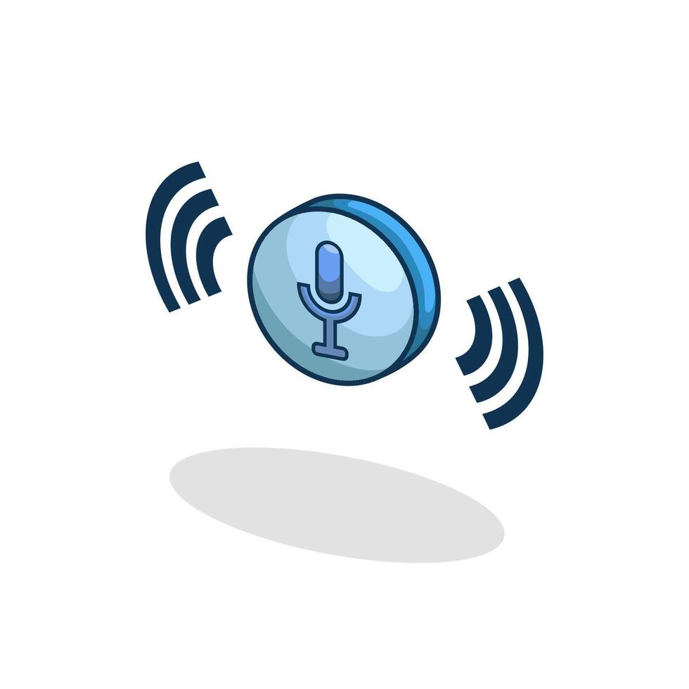 illustration of a voice assistant device with sound waves representing smart AI technology Editable and scalable vector