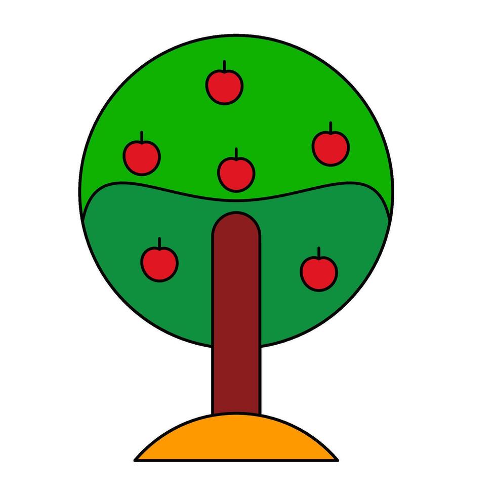 apple tree flat icon style vector