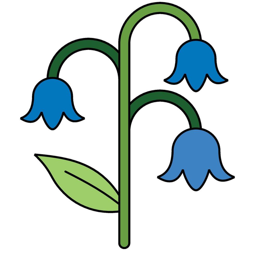 Bell flower fill outline icon vector