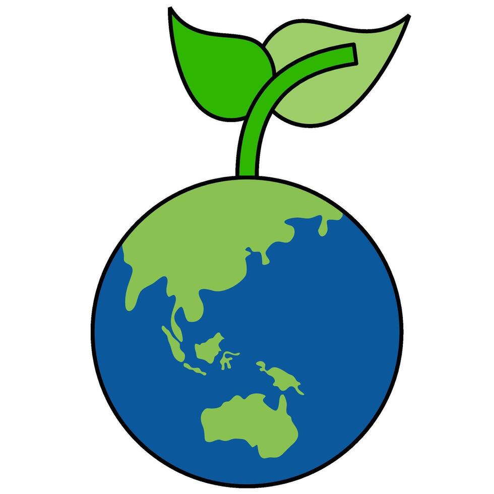 Sprout planet fill outline icon vector