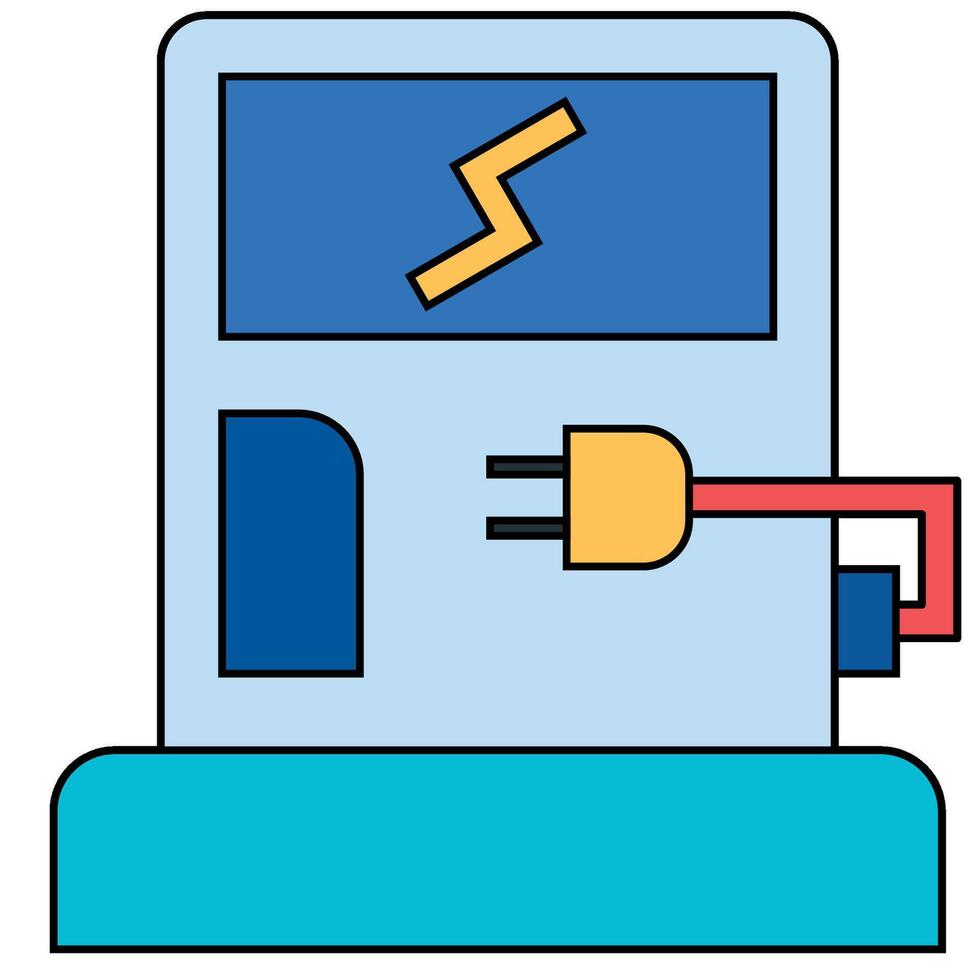 Electro car station fill outline icon vector