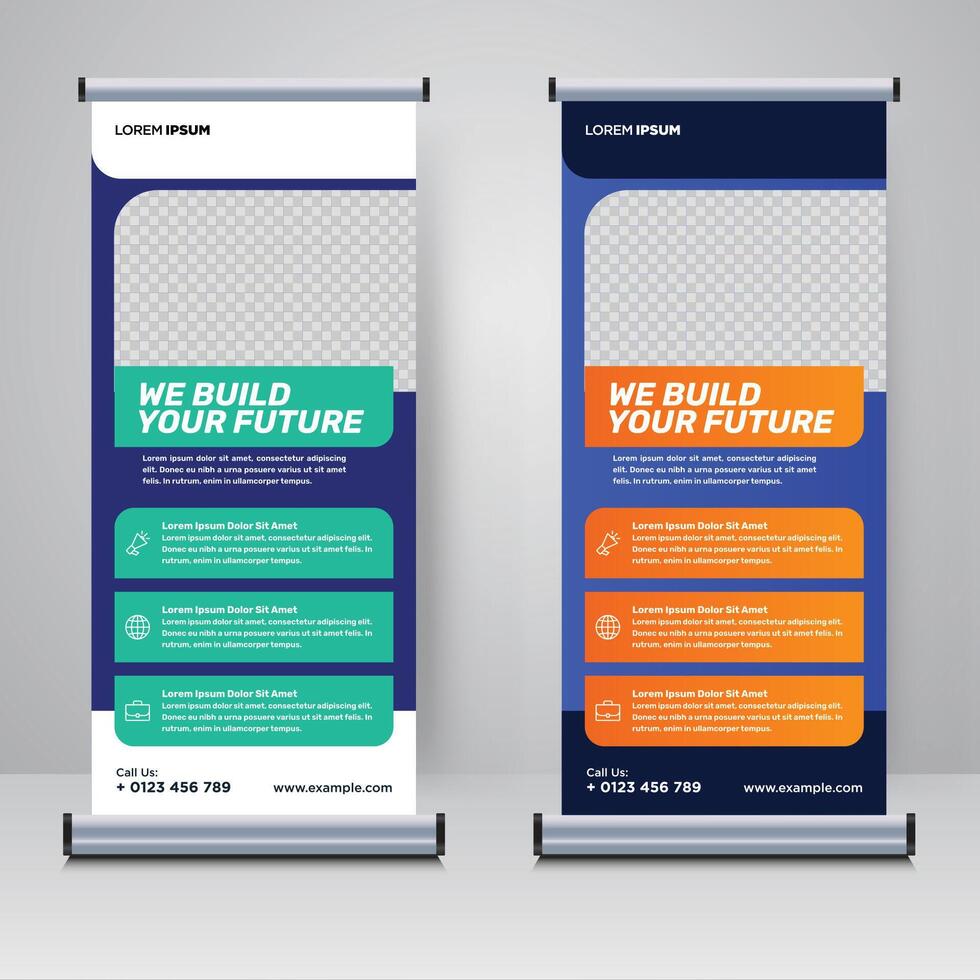 Corporate rollup or X banner design template, roll up banner vector