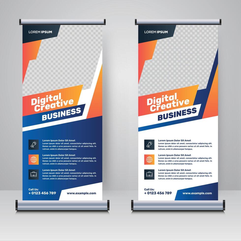 Corporate rollup or banner design template rollup banner vector
