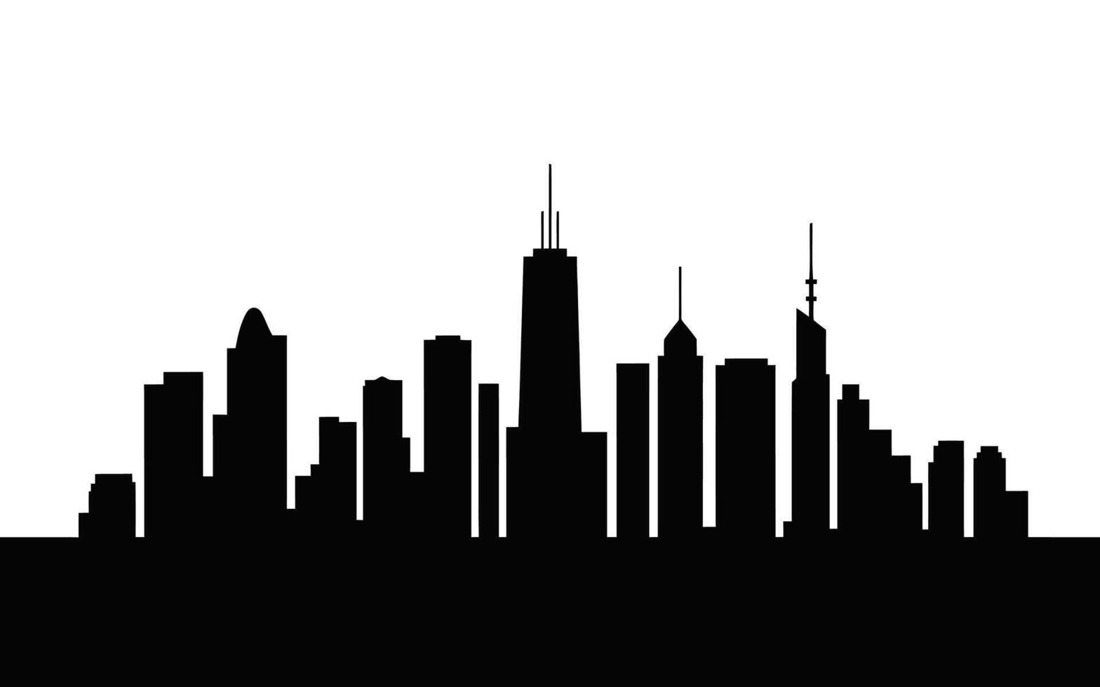 Chicago cityscape silhouette featuring skyscrapers and buildings against a white background vector