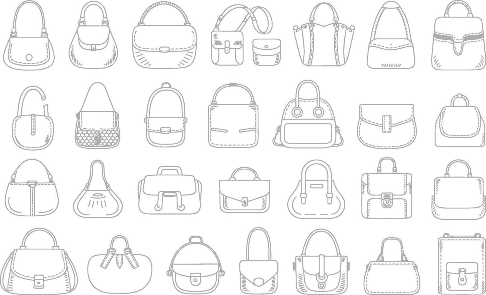 illustration of a collection of stylish handbags and purses with different shapes vector