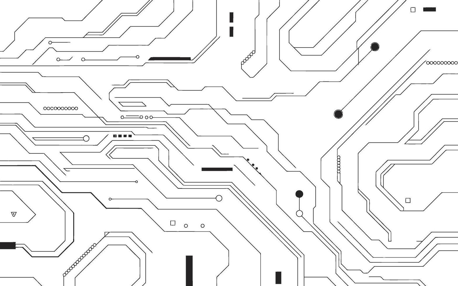 Abstract futuristic circuit board pattern with digital technology elements in a clean white background vector