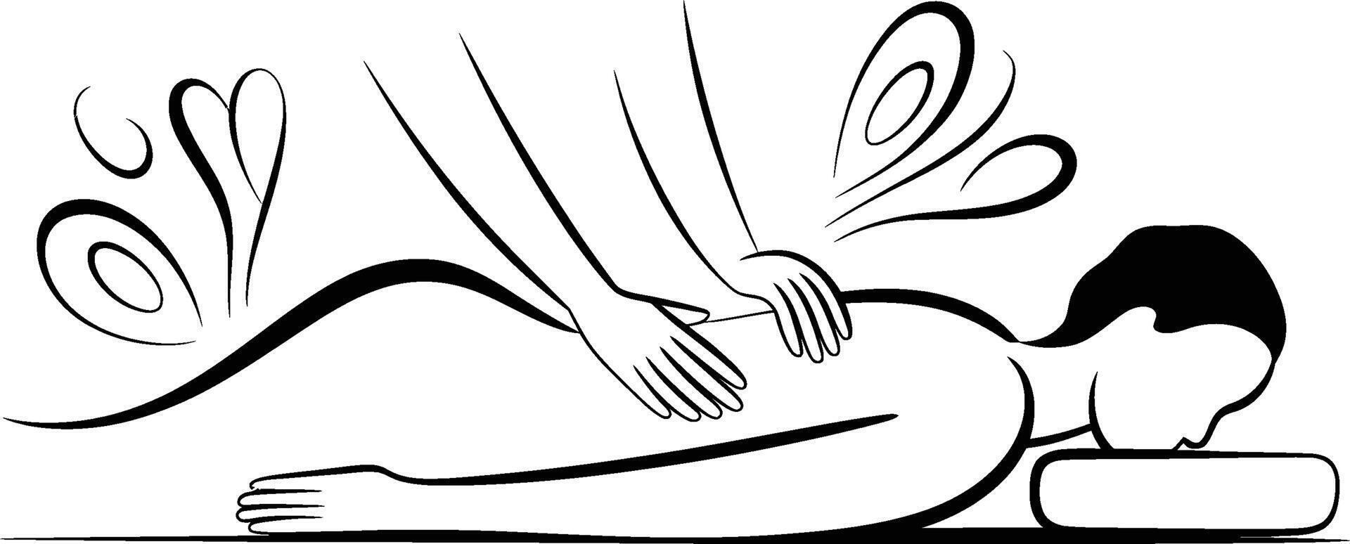 Artistic black and white illustration depicting a relaxing massage and wellness treatment vector