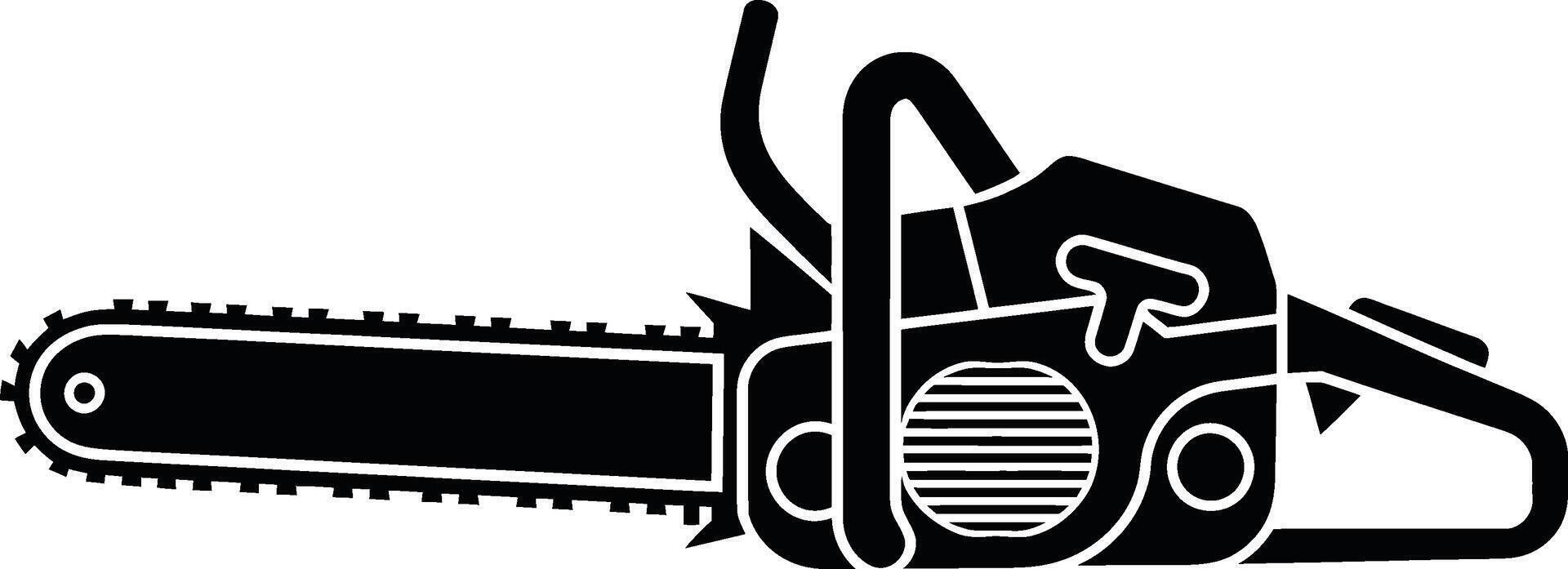 Silhouette of a chainsaw depicting power and precision for wood cutting and forestry tasks vector