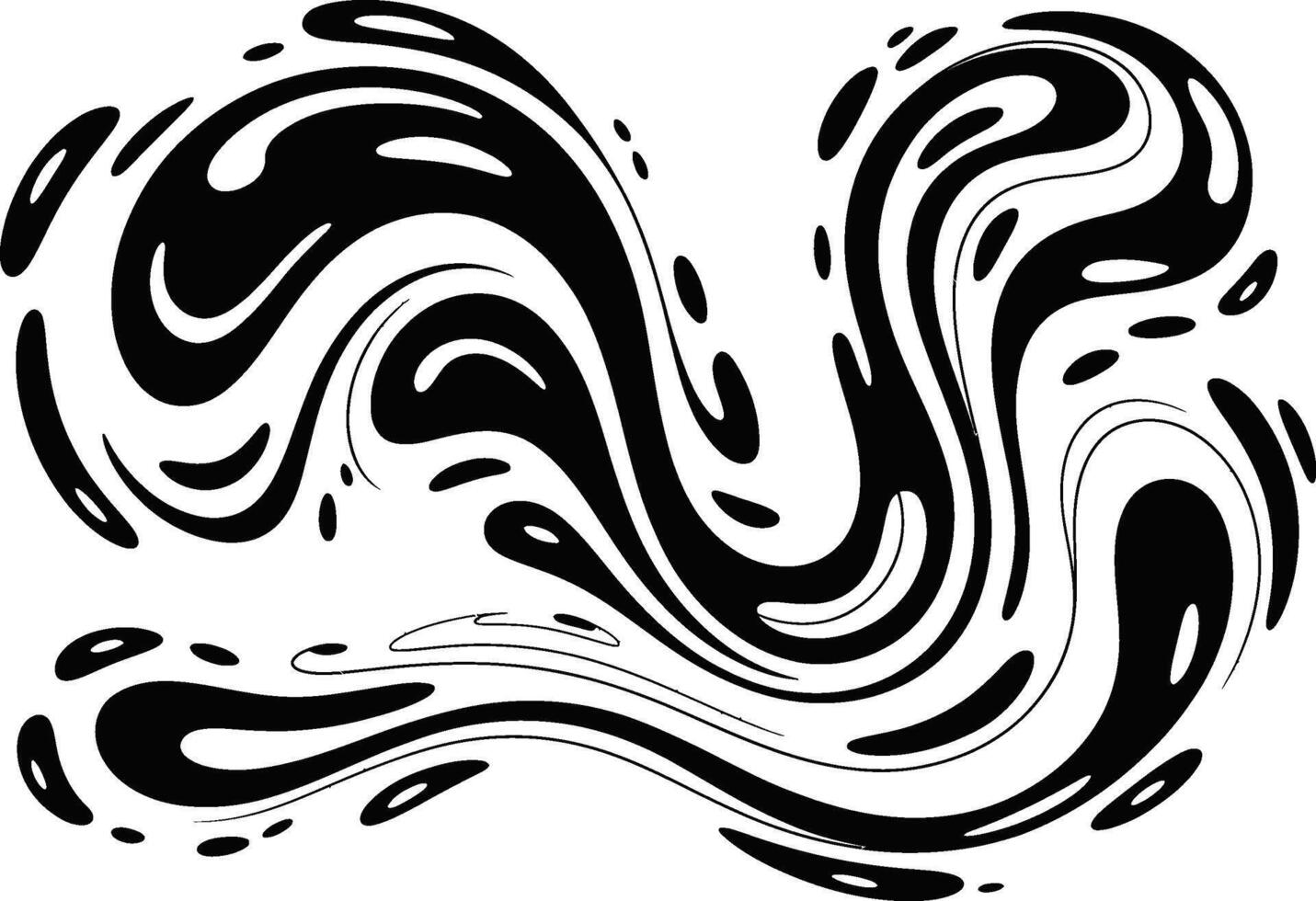 Abstract black fluid shapes isolated on white background minimalist graphic design element vector